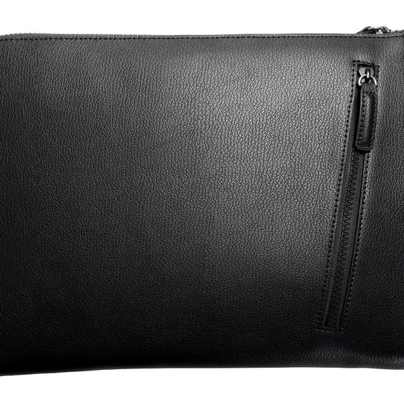 Cavalli Class Men's Black Textured Leather Document Portfolio Case Bag - Picture 3 of 6
